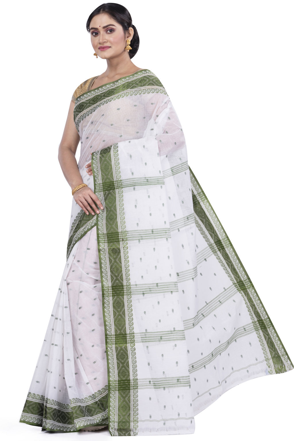 Green Pure Cotton Boysko_Tant Tant Saree (843)